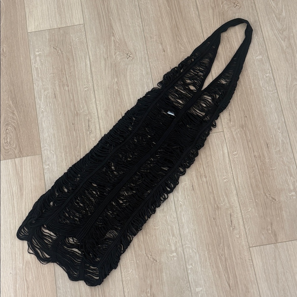 12th Tribe Black Knitted Mesh Bathing Suit Cover Up